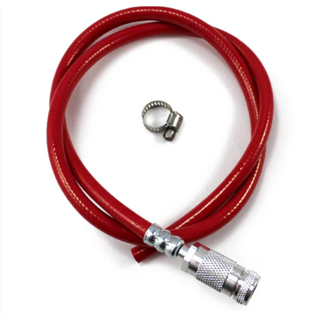 Prestacycle Floor Pump Hose w/clamp - 3-way Presta Head 36 Red