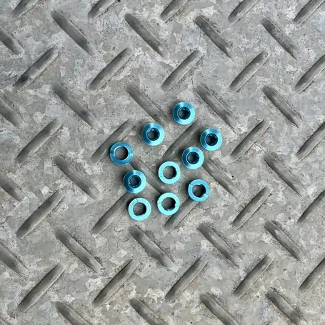 READY MADE Chainring Bolt & Nut (6mm - Single Ring) Alloy 7075 (pack of 5) - Water Blue